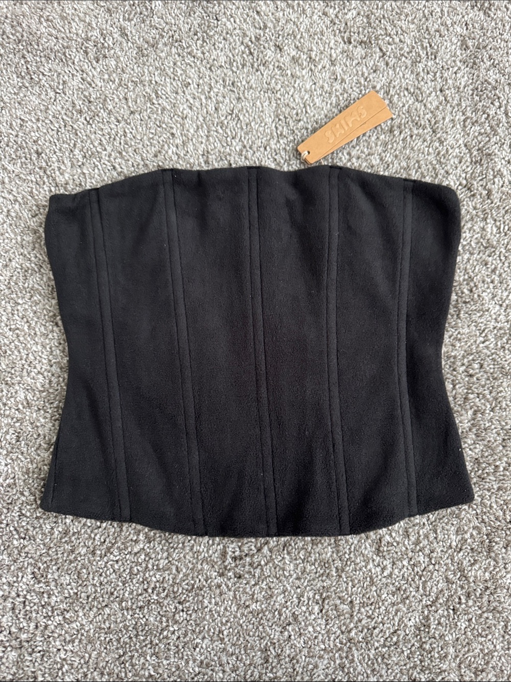 NWT Skims Cotton Fleece Black Onyx Strapless Corset Top